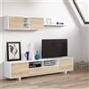 Dmora Parete attrezzata da Soggiorno, Mobile Porta TV Moderno, Pensile a 2 Ante e mensola, cm 200 x 46 x 41, Colore Rovere e Bianco, 200x46x41