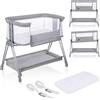 lionelo Luna - Lettino 2 in 1 per bambini dalla nascita fino a 9 kg, con altezza regolabile e inclinazione, 4 ruote bloccabili, portatile, in rete traspirante, lavabile, materasso e cesto di copertura