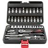 KRINO LTI by Krino 64230008 - Valigetta Professionale Set 46 Pezzi, Bussole e Inserti 1/4 - Cassetta degli Attrezzi in Termoformato di Plastica Rigida. Nero