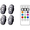 Keeplus 4 luci stroboscopiche con telecomando, luci LED per auto, luci stroboscopiche anti-collisione senza fili, 7 colori, luci lampeggianti ricaricabili per auto, luci stroboscopiche a LED per moto, auto