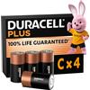 Duracell Batterie Plus C (pacco da 4) - Pile Alcaline 1.5V - Fino al 100% di extra durata - Affidabilità per i dispositivi a uso quotidiano - 0% plastica - 10 anni di conservazione - MN1400