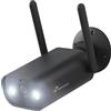 NIVIAN - Telecamera Bullet Wifi 2.4Ghz | Risoluzione 2K per Esterni IP66 | Visione Notturna 10m | Rilevamento Umano AI | Compatibile con Alexa e Google Home, Nero, 1 Unidad, Plastica