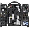 Mandloder Mangloder - Set di 70 utensili ad aria compressa con robusta valigetta per officina, garage e hobby, include cacciavite, smerigliatrice, chiave a percussione, scalpello e accessori per riparazione