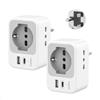 TESSAN Adattatore Presa Inglese a Spina Italiana Pack da 2, TESSAN Adattatore UK con USB C e USB A, 5 in 1 Adattatori Prese Inglesi 3250 W, Spina Inglese per Regno Unito, Irlanda, Scozia, Singapore, Tipo G