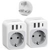 TESSAN 2 Pack Adattatore Presa Inglese, 4 in 1 Adattatore UK con USB C e 2 USB A, Presa Inglese a Spina Italiana 3250 W, Spina UK, Tipo G per Irlanda Scozia