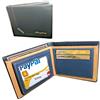 Portafoglio in pelle da uomo nero porta carte di credito tessere slim piccolo