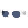 Versace Occhiali da sole da uomo, montatura nera, lenti grigio scuro, 52 mm, Blu cristallo., 52/19/140