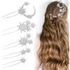 CYUXING Set di 5 fermagli per capelli da sposa con cristalli a forma di luna e stella, ideali per spose, donne e ragazze, perfetti per feste ed eventi