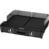 Tefal BBQ Family TG800N10 - Barbecue elettrico da tavolo, con 2 termostati, in alluminio pressofuso antiaderente, lavabile in lavastoviglie, scanalature extra profonde, colore: Nero/Argento