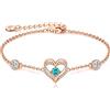 CDE Bracciale da donna in argento sterling 925, con cuore in oro rosa, con pietra portafortuna, regalo per lei, San Valentino, compleanno, Natale, festa della mamma, matrimonio, anniversario, 17 4 cm,