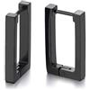 COOLSTEELANDBEYOND Nero Pianura Piane Aperto Rettangolo Orecchini a Cerchio, Orecchini da Uomo Donna, Acciaio, Huggie Hinged Hoop