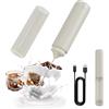 CIRCLE JOY Montalatte Elettrico Ricaricabile, Frullino a Immersione Senza Fili, Doppia Testa Portatile Schiumalatte per Caffè, Latte, Cappuccino, Matcha, Cioccolata Calda, Beige