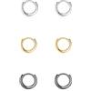 GMEDRIDAS 3 Paia Orecchini Cerchio Argento 925 per Donna,Orecchini Cerchio Donna Oro Piccoli Set Orecchino Uomo Nero Orecchini Neri Anallergici 6mm