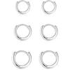 GMEDRIDAS 3 Paia Orecchini Cerchio Argento 925 per Donna, Orecchini Cerchio Piccoli Set Orecchini Donna Argento Orecchini Bambina Anallergici 6mm, 8mm, 10mm