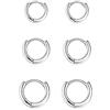GMEDRIDAS 3 Paia Orecchini Cerchio Argento 925 per Donna, Piccoli Set Orecchini Bambina Anallergici 8mm, 10mm, 12mm