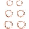 GMEDRIDAS 3 Paia Orecchini Cerchio Argento 925 per Donna, Set Piccoli Oro Rosa e Oro, per Uomo, Donne, Ragazze - Labbro, Trago, Cartilagine 8mm 10mm 12mm