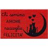 Baroni Home Zerbino Ingresso Casa in Fibra di Cocco Dipinto a Mano, Tappeto da Esterno con Fondo Antiscivolo, Zerbino Resistente e Facile da Pulire, 60x38 cm, Gatti Neri Rosso