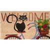 Baroni Home Zerbino da Esterno Ingresso Casa in Cocco Dipinto a Mano 70x40 cm Facile da Pulire e Super Resistente, (Gatto su Bicicletta)