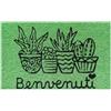 Baroni Home Zerbino Ingresso Casa in Fibra di Cocco Dipinto a Mano, Tappeto da Esterno con Fondo Antiscivolo, Zerbino con Cactus Resistente e Facile da Pulire, 60x38 cm, Verde