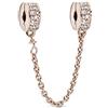 PANDORA Timeless Catena di sicurezza placcata in oro rosa 14k con zirconia cubica trasparente e impugnatura in silicone, Clip Per Catena Di Sicurezza In Pavé Trasparente