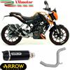 Arrow KTM Duke 125 2011 Terminale Di Scarico Moto Thunder Nero Fondello Carbonio