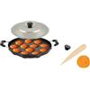 Satre Online And Marketing Padella antiaderente con coperchio in acciaio, 12 pits Appam Maker con coperchio, Appa Chetty Paniyaram Pan Patra Tawa antiaderente set di 1