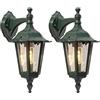 Konstsmide Set di 2 applique da parete FIRENZE, E27, in alluminio verde, altezza 36 cm, CONSTSMIDE 7231-600