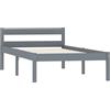 vidaXL Giroletto Classico Elegante Robusto Struttura Telaio Letto Grigio 100x200 cm con Testiera e Doghe in Compensato Legno Massello Pino