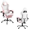 UISEBRT Sedia da gioco ergonomica con massaggio e poggiapiedi, comoda poltrona da gioco, sedia da gioco, schienale regolabile, poggiatesta e cuscino lombare massaggiante - rosa