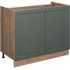 Vicco Mobile lavello cucina Fame-Line, Verde-oro rustico/Rovere dorato, 100 cm senza piano di lavoro, per la combinazione con altri moduli della serie Fame-Line