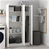 Dmora - Armadio multiuso grande Beaumont, Guardaroba ausiliario a 3 ante, Scarpiera con ripiani, Mobile porta scope, 109x37h180 cm, Bianco