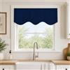 Aquazolax Mantovana per finestra smerlata per cucina, oscurante, decorativa, smerlata, 132 x 45 cm, blu navy, pannello singolo
