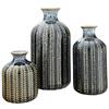 Creative Co-Op Set di vasi in gres porcellanato goffrato, finitura smaltata, 3 misure, blu