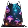 JBJGKHLP Zaino con coulisse con stampa di funghi magici donne uomini sport allenamento viaggio yoga borsa fitness portatile