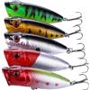 RiseNova Per esche dure in acqua salata con funzione galleggiante Topwater Popper, corpo in plastica e configurazione a 6 ganci per attacco superficiale (sacchetto in 5 colori)