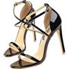YXADGML Sandali Donna Con Tacco Sandali da donna con cinturino con fibbia e punta aperta in oro champagne con tacco alto sottile da donna