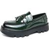 EsaSam Mocassini da Uomo con Suola Spessa in Pelle Verniciata Classici con Punta Rotonda E Tacco Spesso Slip-On Scarpe Casual da Lavoro Formali,Verde,42 EU