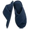 GOEWY Pantofole da donna in memory foam, per casa, camera da letto, velluto a coste, fasce incrociate, punta aperta, sandali scarpe comode, regalo alla moda per donne, suola antiscivolo, Blu navy