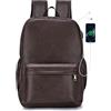 BAGZY Zaino Uomo Pelle Zaini da Viaggio Aereo Bagaglio a Mano 40x30x15 British Airways Air France Impermeabile 20L Zaino Porta PC 15.6 Pollici con Porta USB per Ufficio Moto Lavoro Università Donna