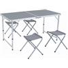 Baroni Home Tavolo Pieghevole da Campeggio con 4 Sedie Richiudibili, Tavolino Portatile in Alluminio con Piano in MDF, Leggero, Ideale per Campeggio, Spiaggia, Picnic e Outdoor, Tavolo Grigio 120 cm