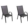 Baroni Home Set Sedie da Giardino con Schienale Alto, Sedie da Esterno per Giardino, Terrazza, Balcone, Veranda, Piscina, in Metallo e PVC, Sedie Impilabili, 91x66x54 cm, Colore Nero, 2 Pezzi