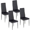 Baroni Home Set di 4 Sedie da Pranzo con Schienale Alto e Seduta Ergonomica con Cuciture Decorative, Sedie Eleganti Imbottite in Velluto con Struttura in Acciaio, 42x43x98 cm, Velluto Nero