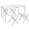 Baroni Home Tavolo Pieghevole da Campeggio con 4 Sedie Richiudibili, Tavolino Portatile in Alluminio con Piano in MDF, Leggero, Ideale per Campeggio, Spiaggia, Picnic e Outdoor, Tavolo Bianco 120 cm