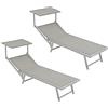 Baroni Home Set 2 Lettini Prendisole con Struttura in Alluminio e Tetto Parasole, Comodo e Resistente lettino da giardino, Spiaggia, Piscina Rivestito in Textilene, 60x190x35 Grigio