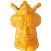 Baroni Home Testa di Moro in Ceramica in Stile Siciliano Dipinto a Mano Monocromatico, Vaso per Piante da Interno, Soprammobile di Design, Stile Italiano, Re Giallo, 16x17x23,5 cm