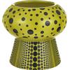 Baroni Home Vaso Decorativo Moderno in Ceramica Dipinta a Mano, Vaso per Fiori e Piante da Interno ed Esterno, Soprammobile Colorato Linea Pois, 16x14,8 cm, Giallo