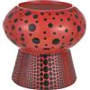 Baroni Home Vaso Decorativo Moderno in Ceramica Dipinta a Mano, Vaso per Fiori e Piante da Interno ed Esterno, Soprammobile Colorato Linea Pois, 16x14,8 cm, Rosso