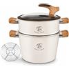 ROYAL SWISS Pentola a pressione - Pentola per couscous - 24 cm - 6,5 L - Adatta per induzione - Acciaio inossidabile - Cottura a vapore con coperchio in vetro - Royal Swiss