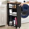 Carrello Portaoggetti Salvaspazio 50x16x80 cm per Cucina Bagno con Ruote Nero