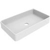 ERCOS Lavabo d'appoggio Rettangolare in ceramica, Lavabo Bagno Colore Bianco Opaco , Senza Troppopieno, Dimensioni 606X356 mm